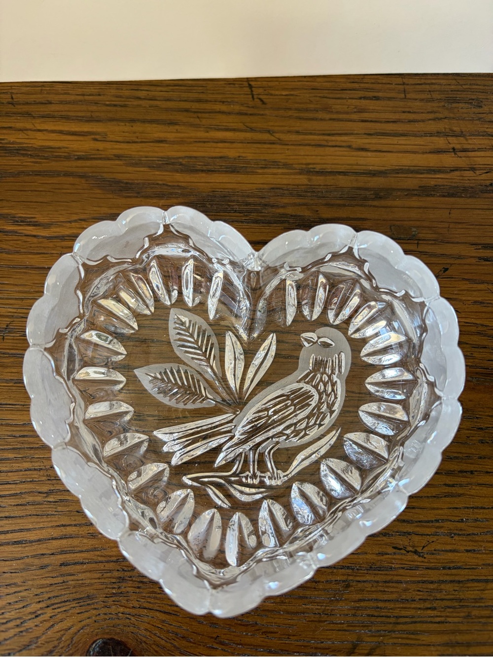 Vintage ECHT Bleikristall Lead Crystal Heart-Shaped Dish ~ West Germany